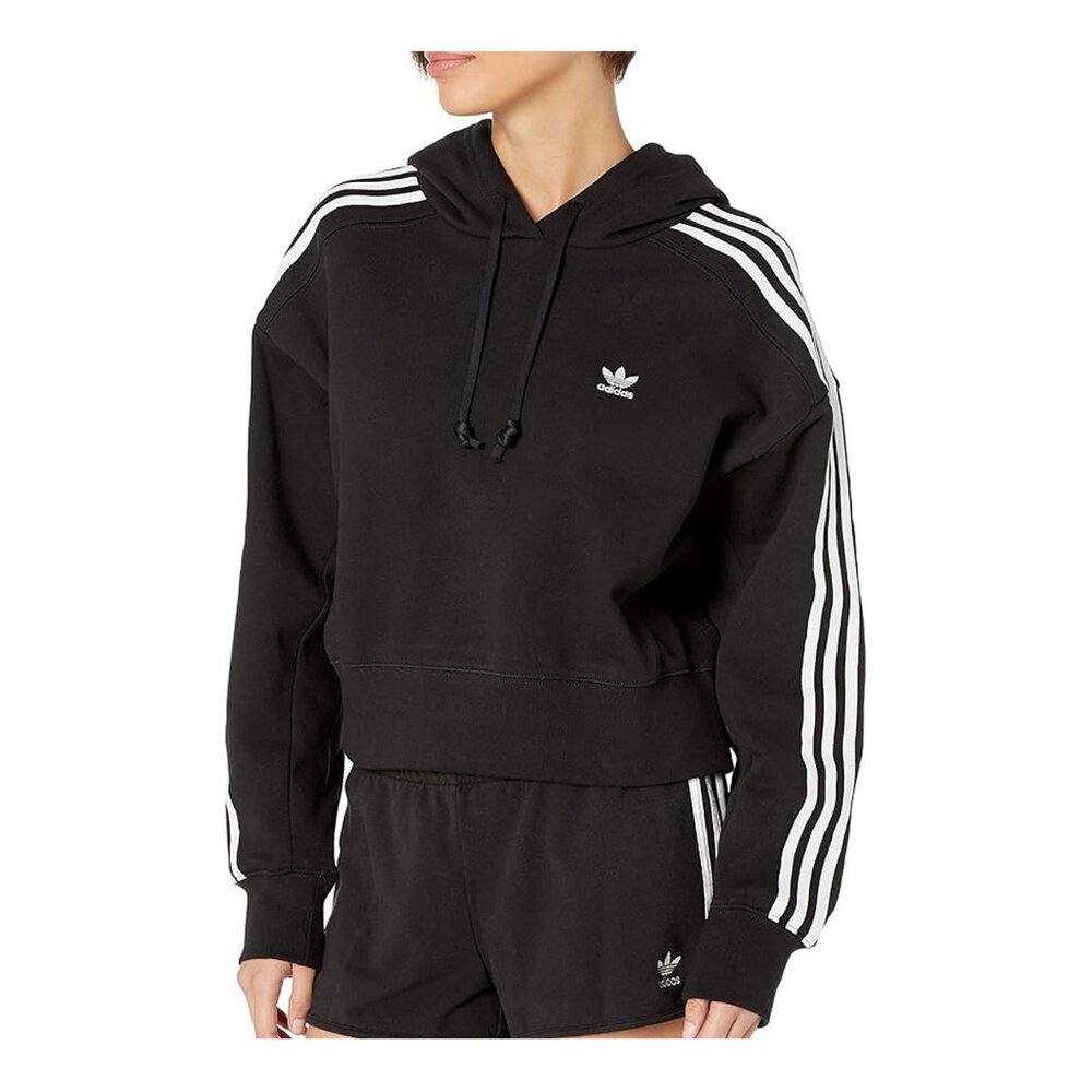 adidas Originals Women's cropped long sleeve Hoodie, black, S